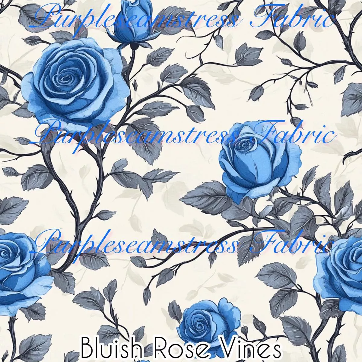 Bluish Rose VinesFabric