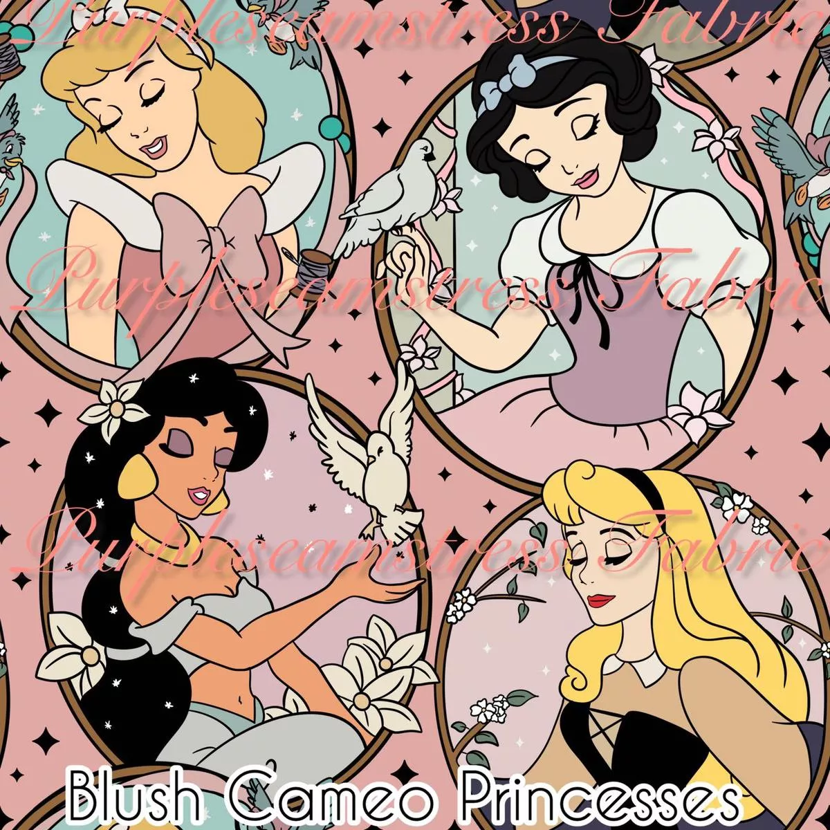 Blush Cameo PrincessesFabric