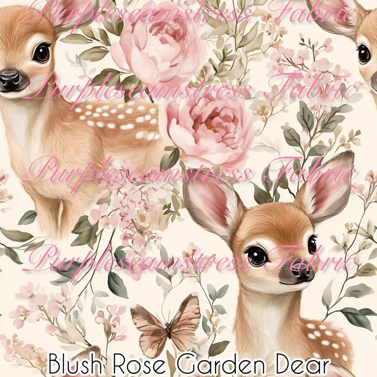 Blush Rose Garden DeerFabric