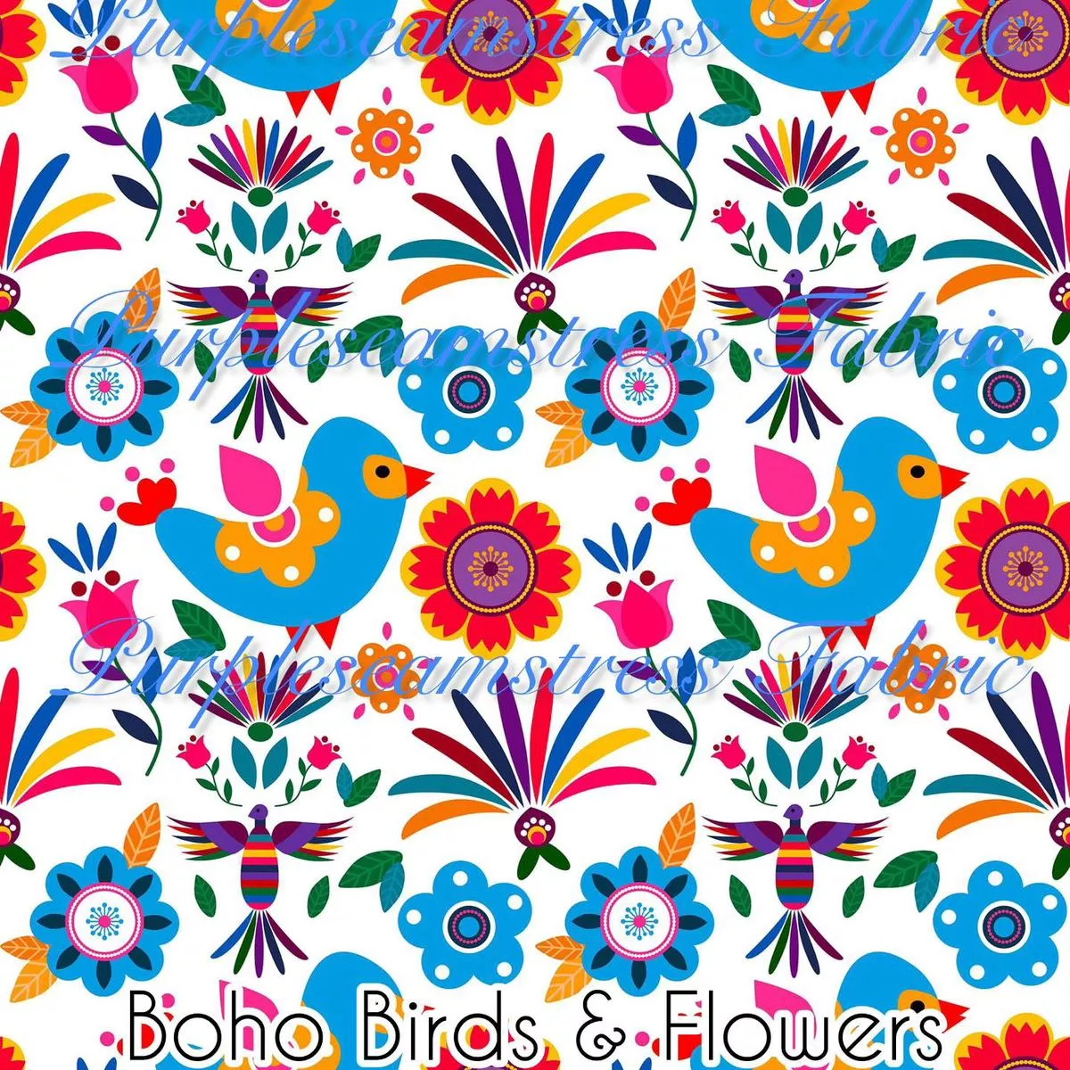 Boho Birds & FlowersFabric