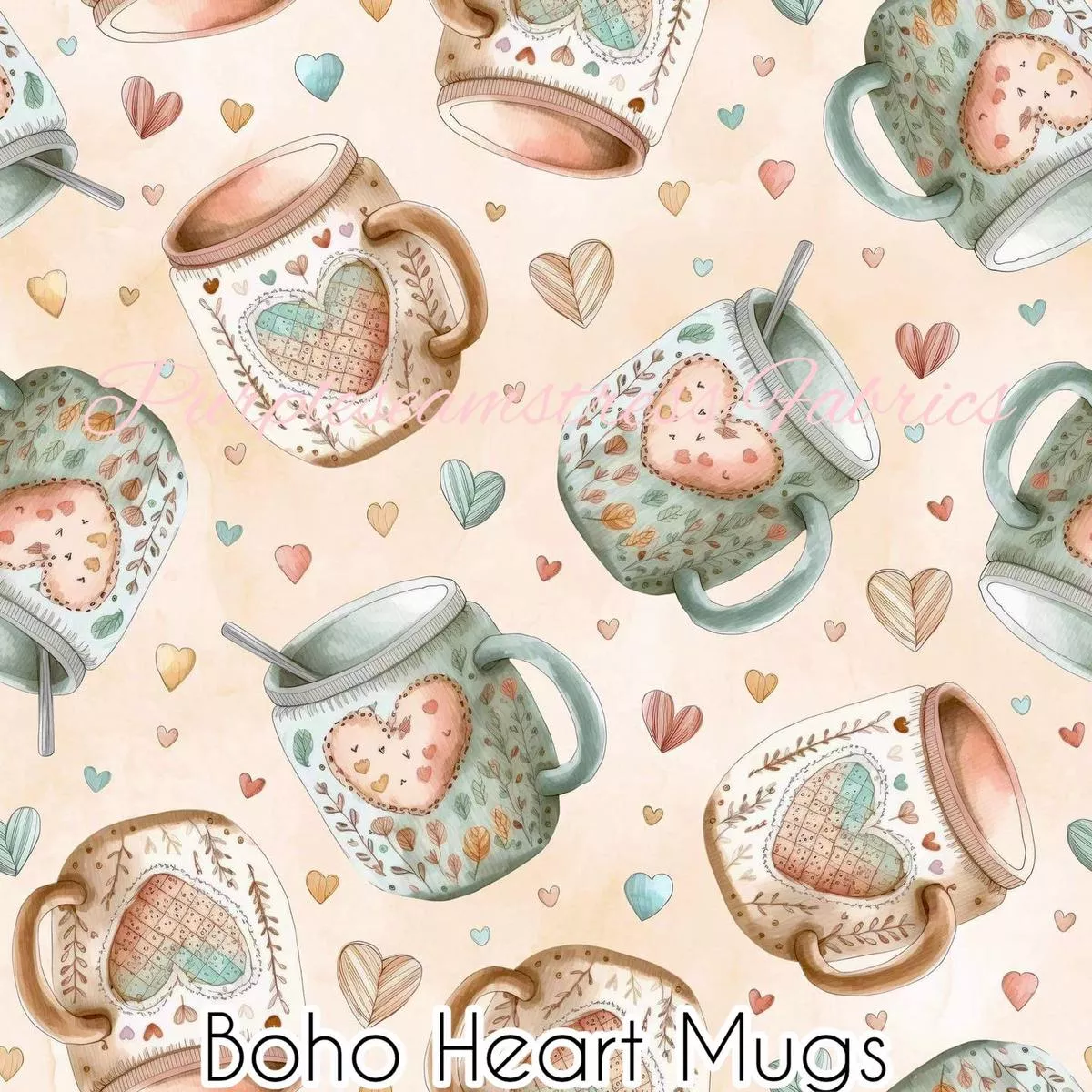 Boho Heart MugsFabric