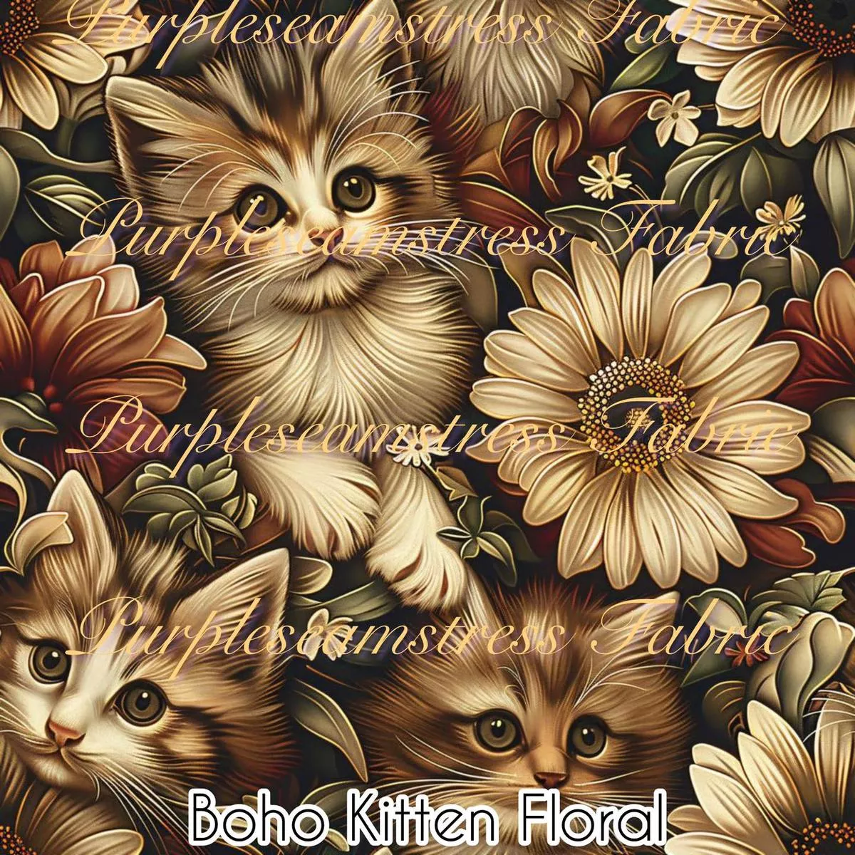 Boho Kitten FloralFabric