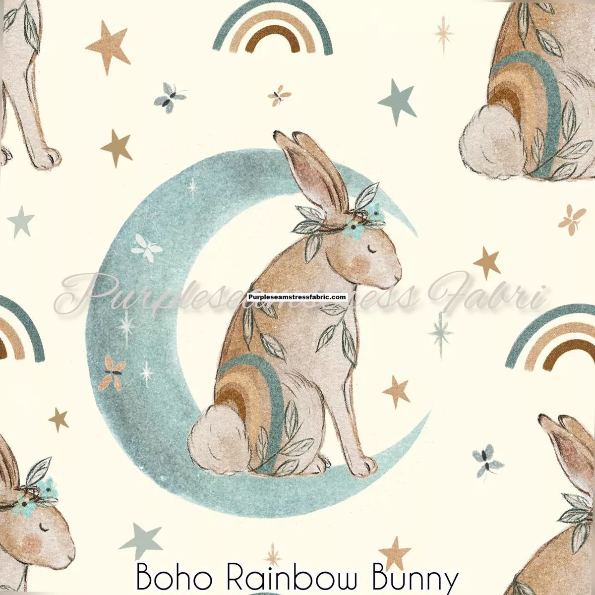 Boho Rainbow BunnyFabric
