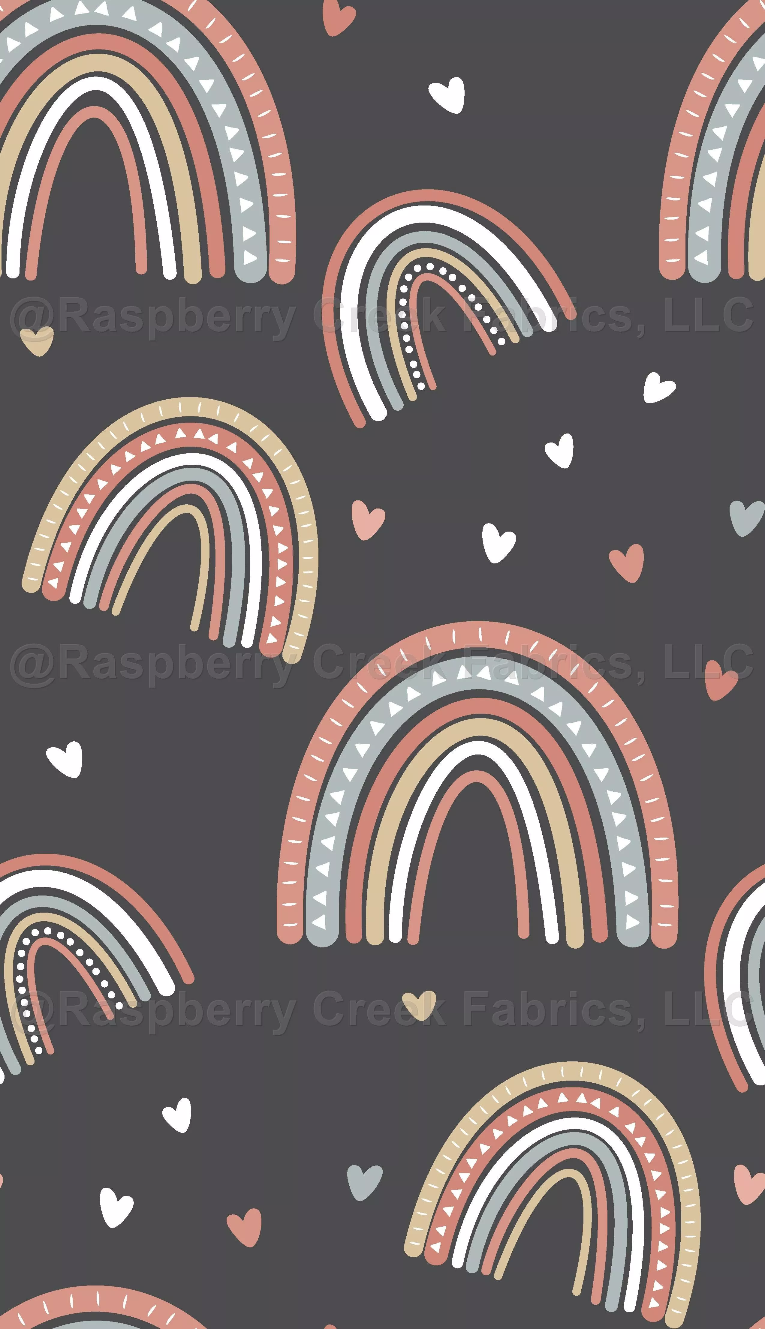 Boho Rainbows in Blush Pink on Charcoal