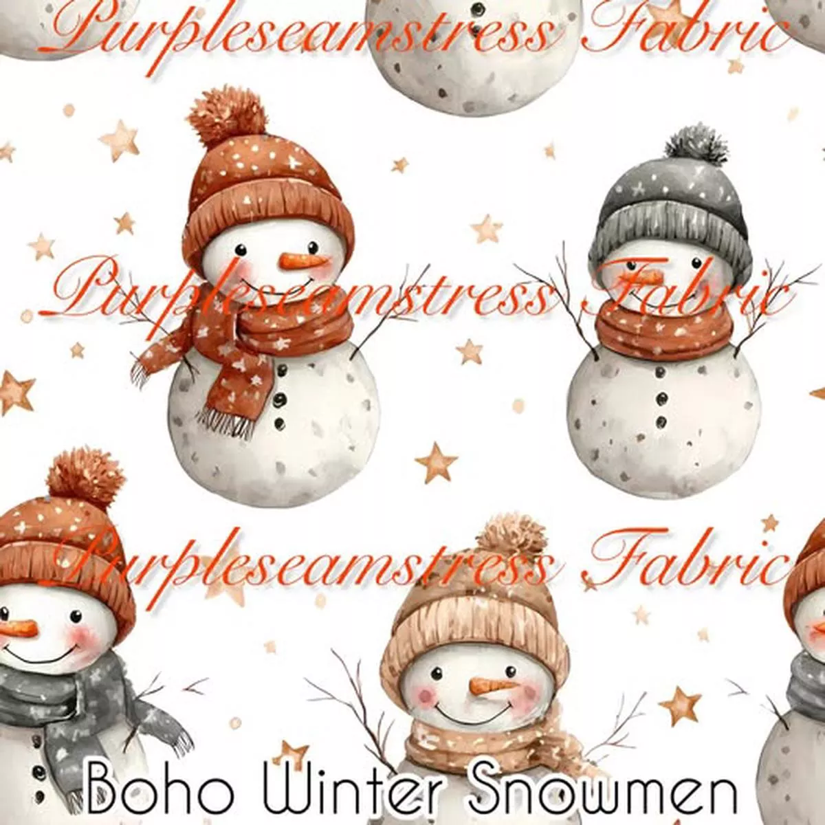 Boho Winter SnowmenFabric