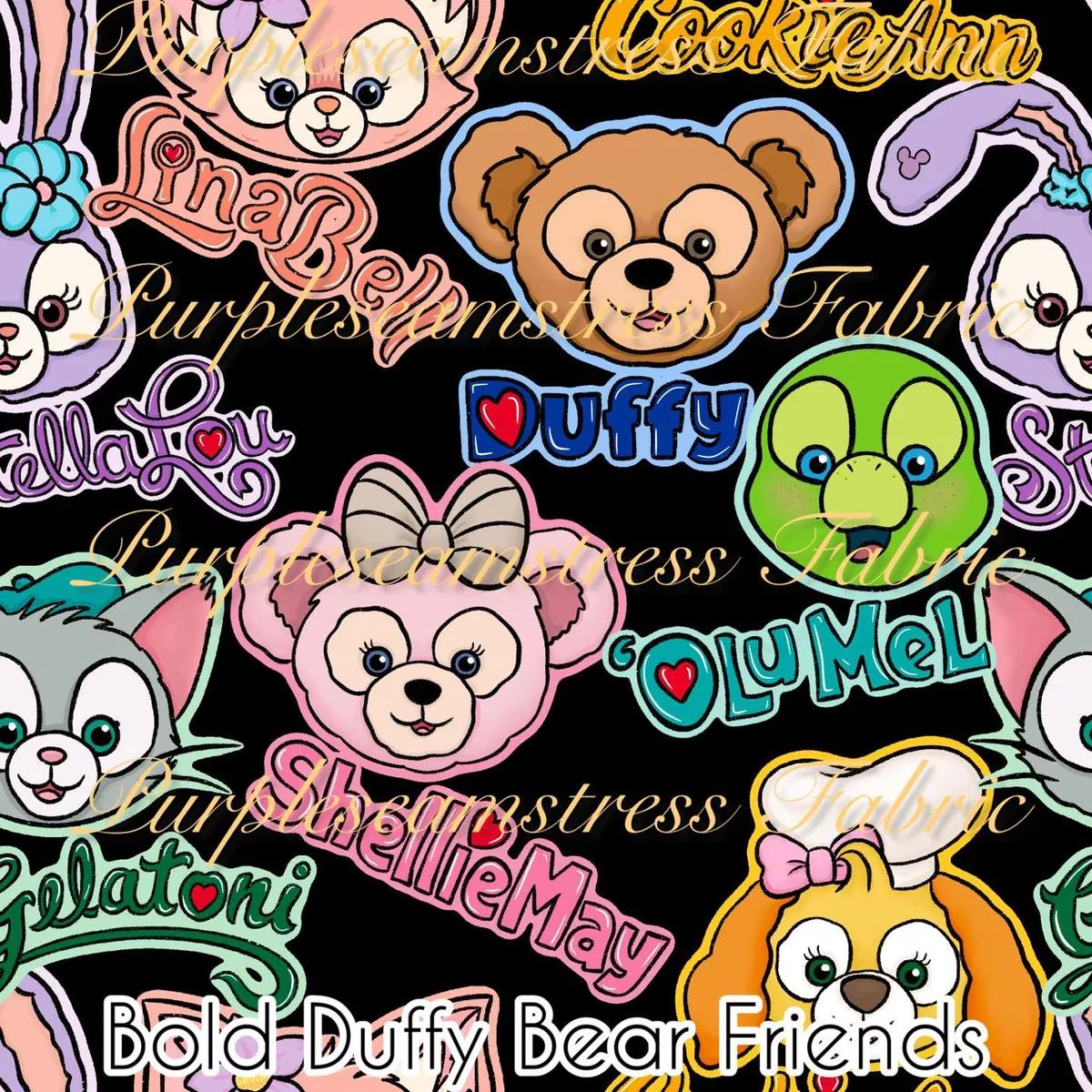 Bold Duffy Bear FriendsFabric