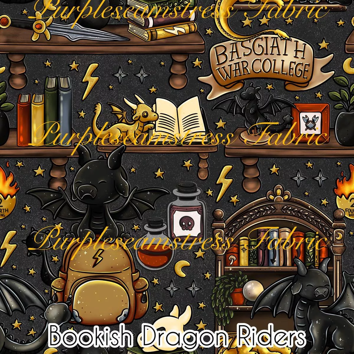 Bookish Dragon RidersFabric