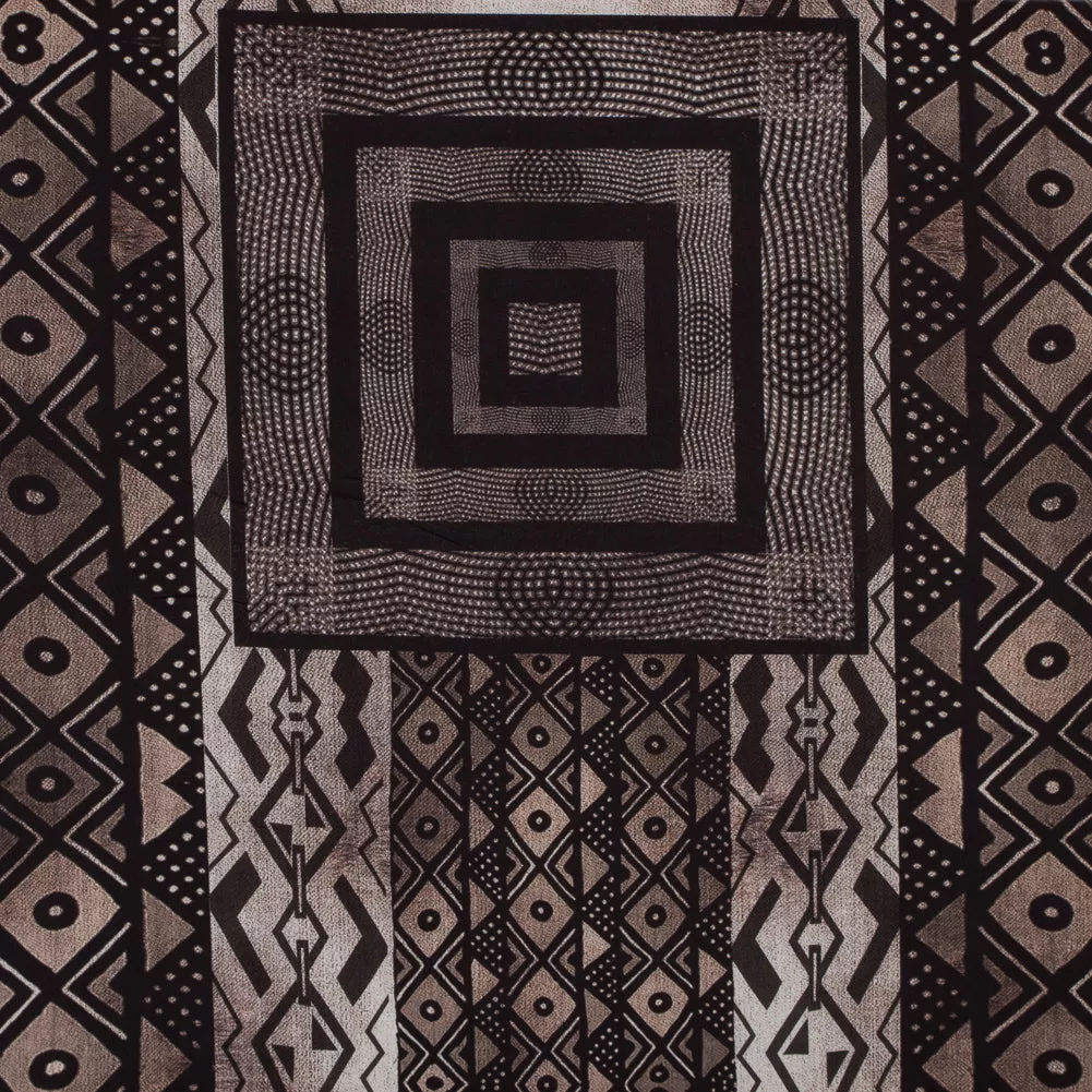 Brown and Black Geometric Printed Polyester Panel