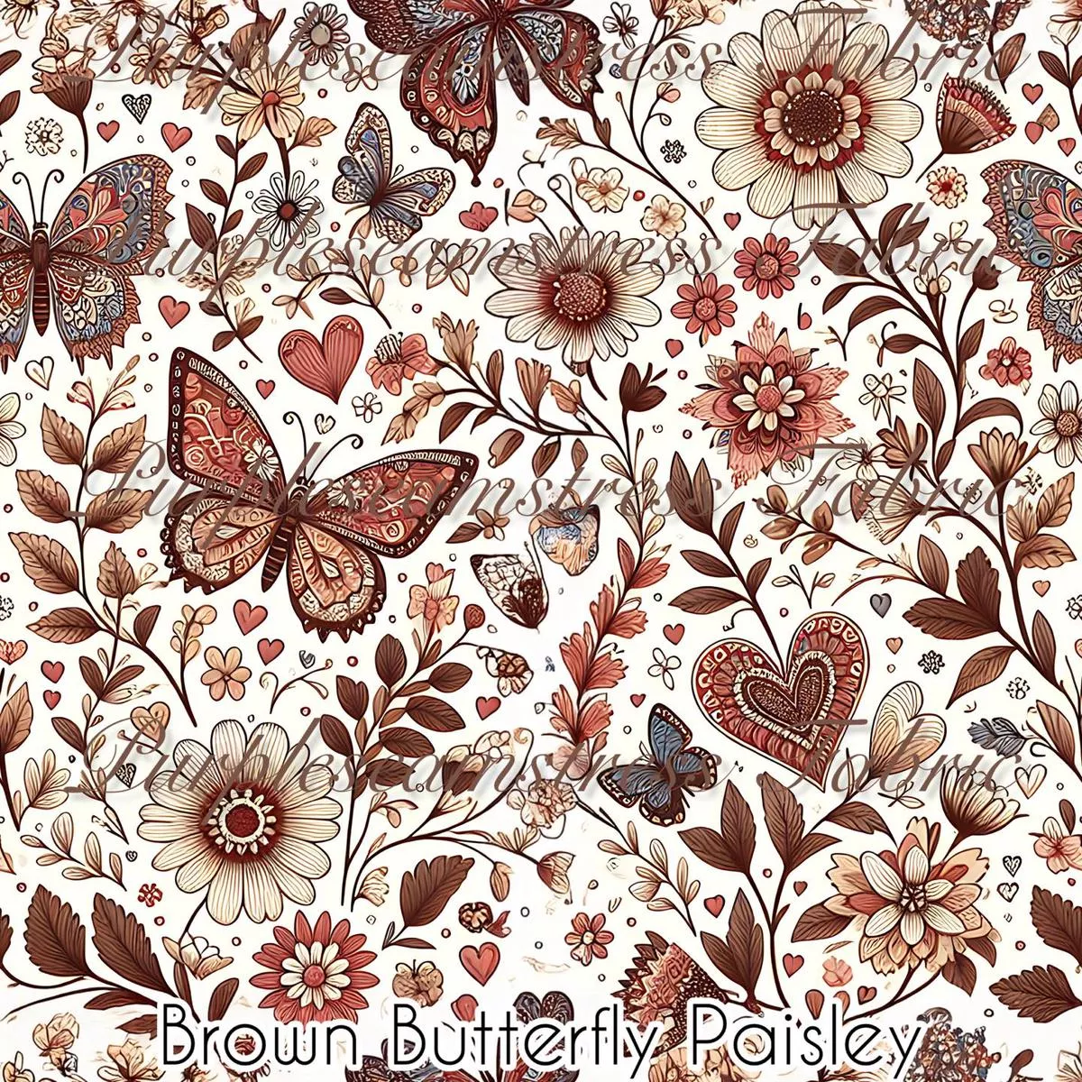 Brown Butterfly PaisleyFabric