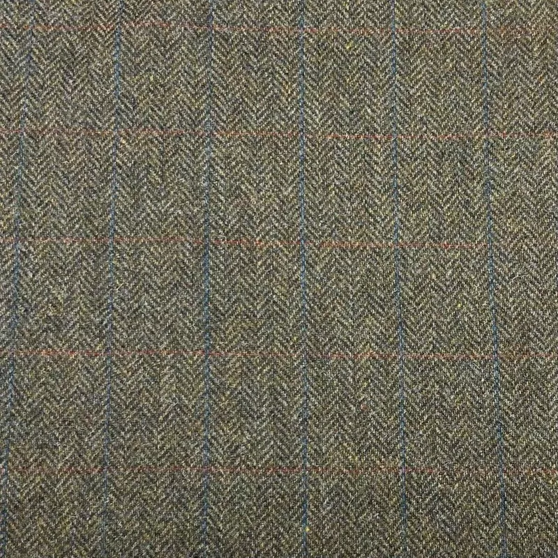 Brown Herringbone 100% Wool Fabric