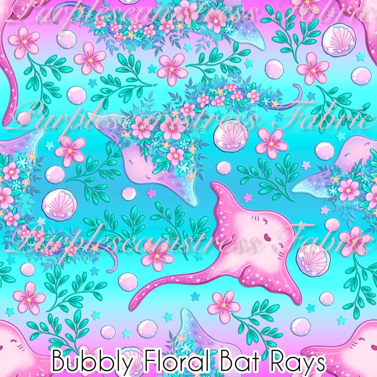Bubbly Floral Bat RaysFabric