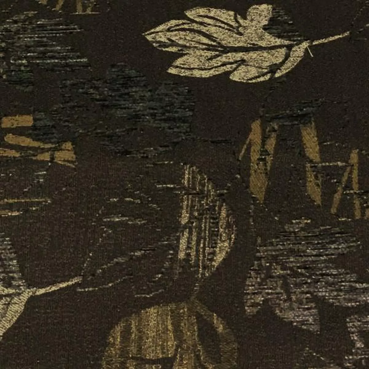 Burren Charcoal Leaves Brown Upholstery Fabric