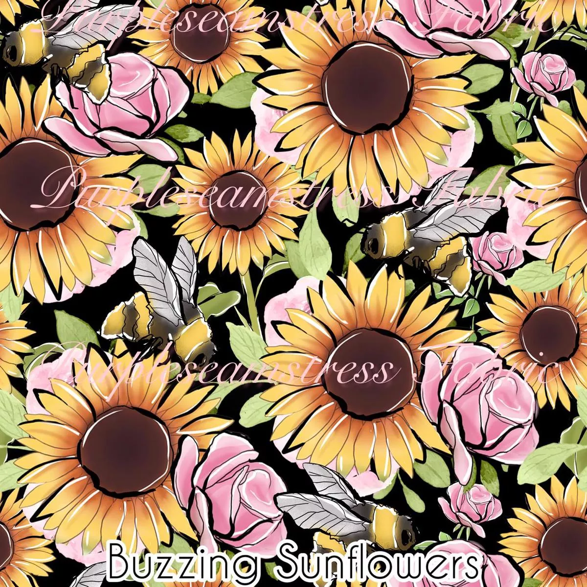 Buzzing SunflowersFabric