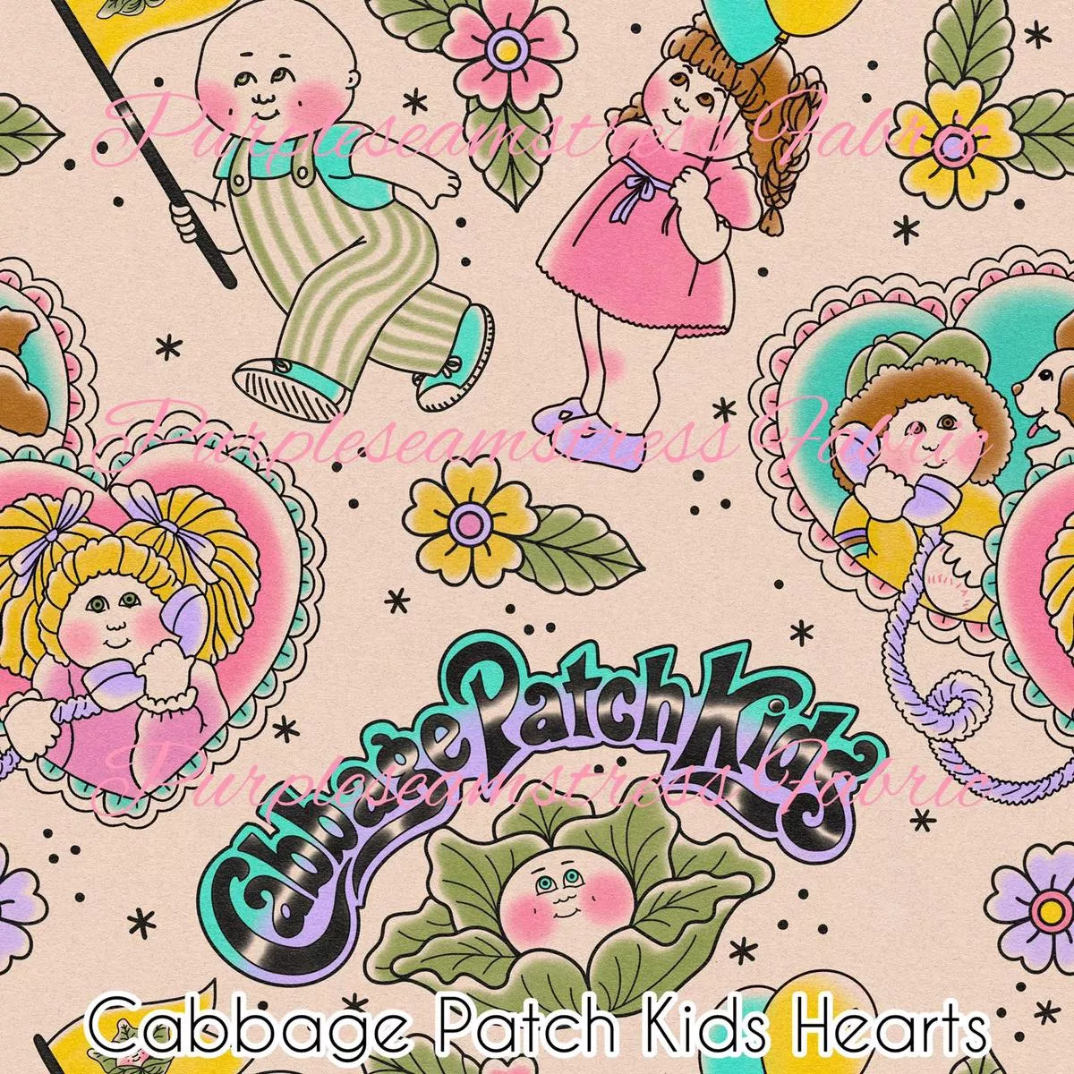 Cabbage Patch Kids HeartsFabric