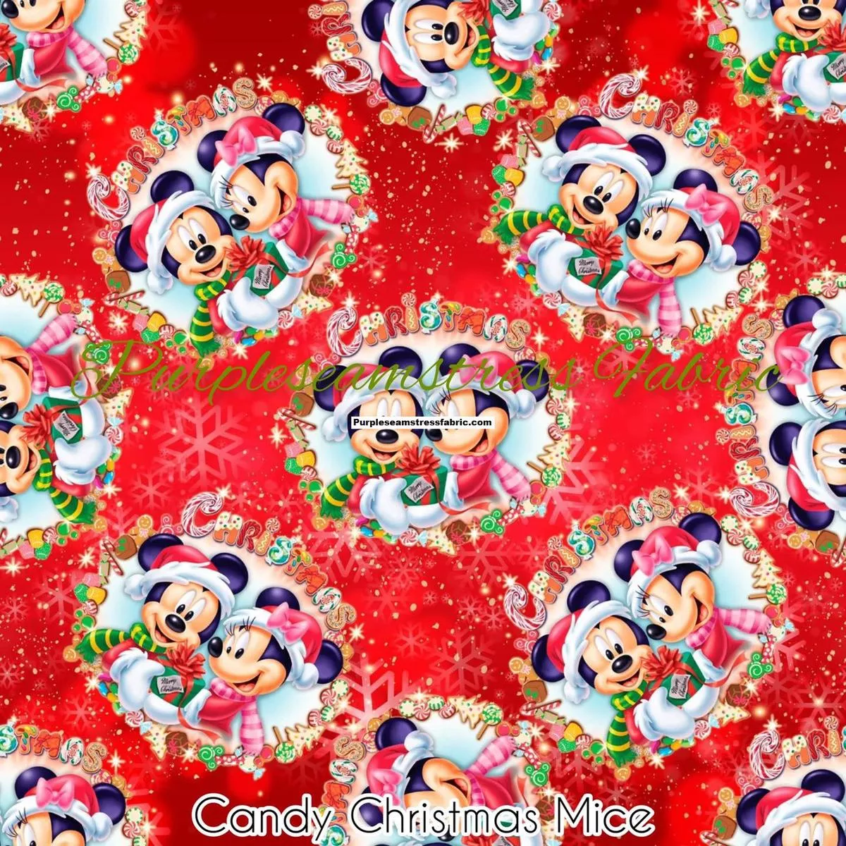 Candy Christmas MiceFabric