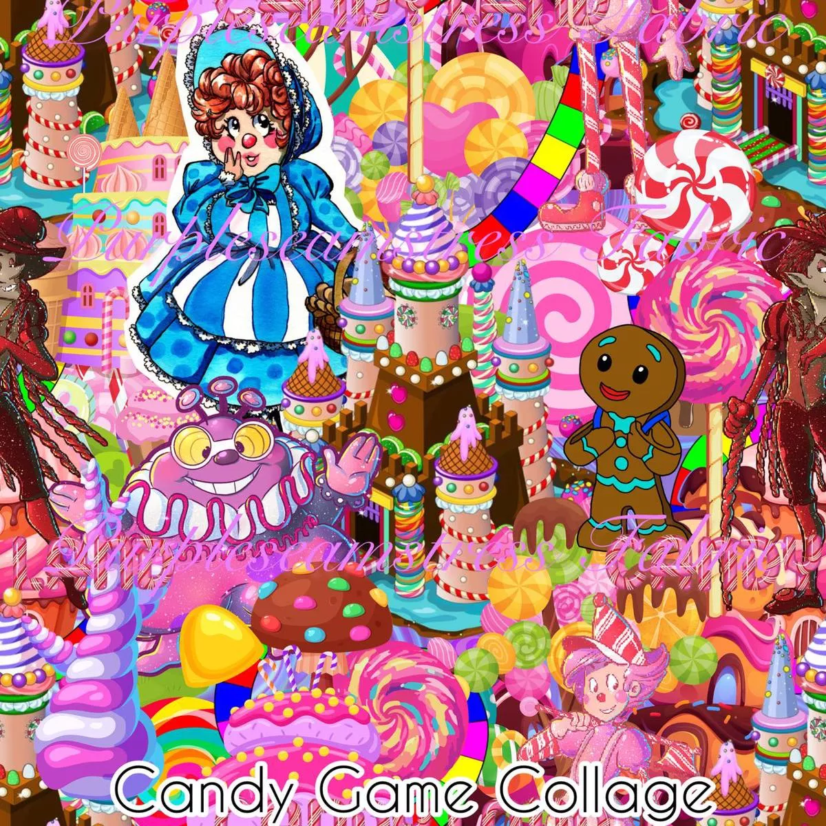 Candy Game CollageFabric
