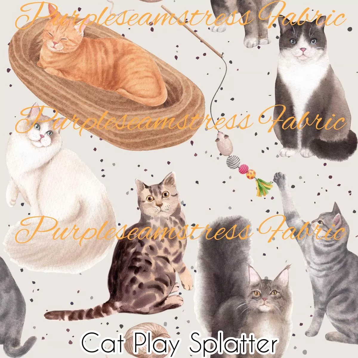 Cat Play SplatterFabric