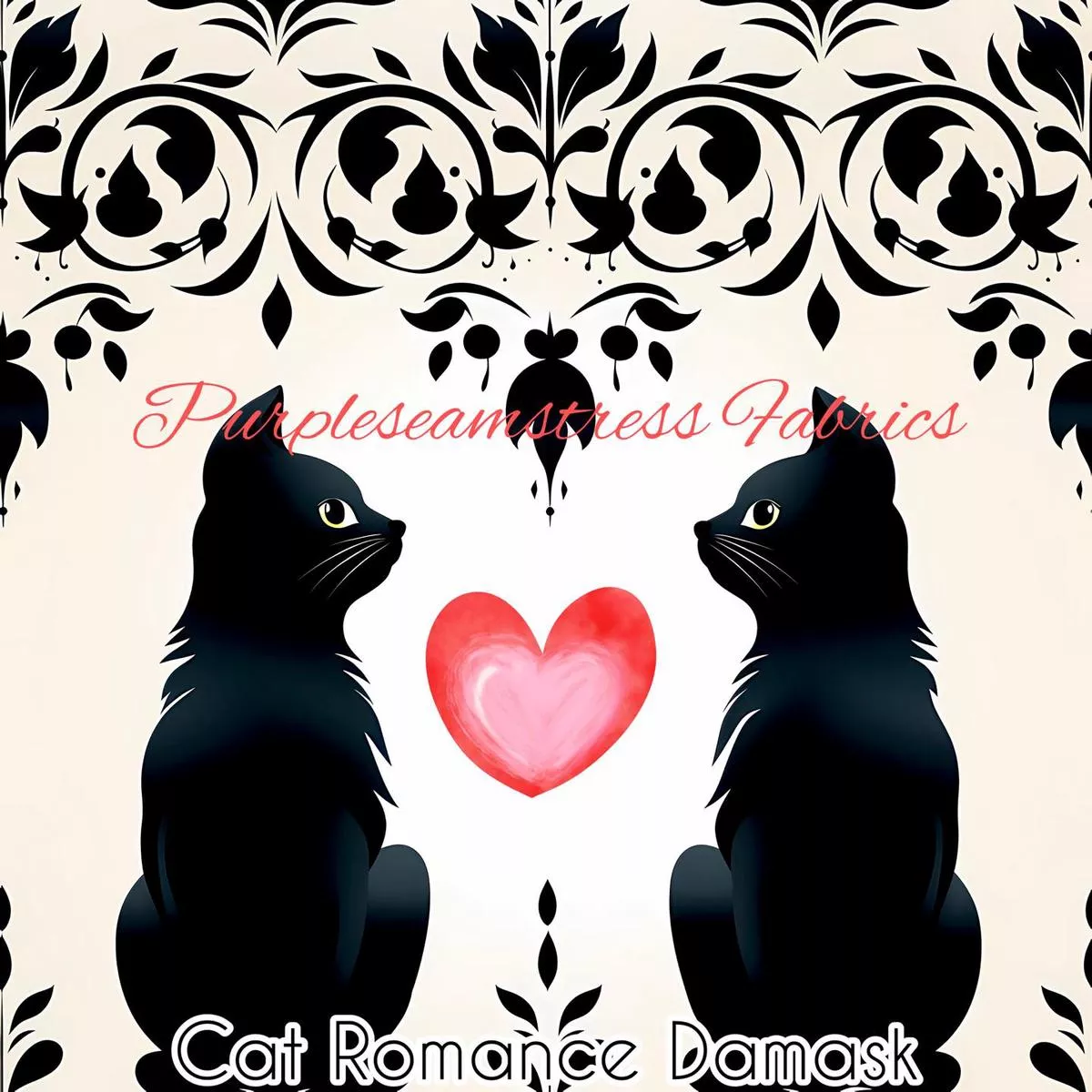 Cat Romance DamaskFabric