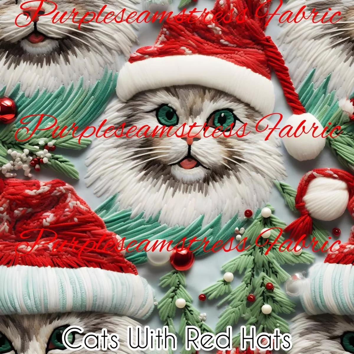 Cats With Red HatsFabric