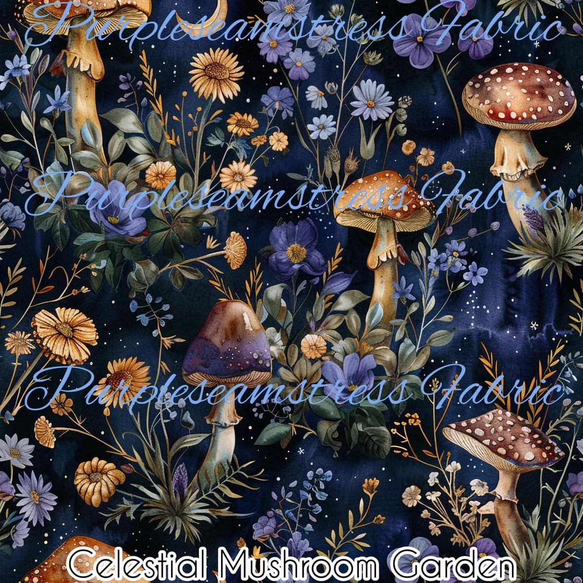 Celestial Mushroom GardenFabric
