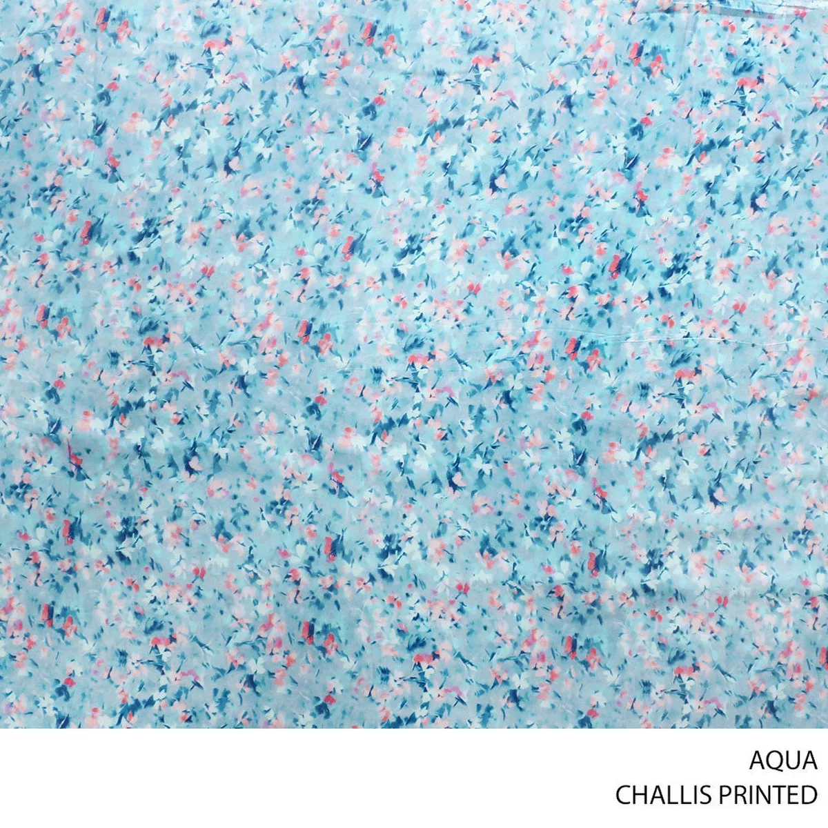 CHALLIS PRINTED FABRIC 140CM AQUA ROLL ROLL 001