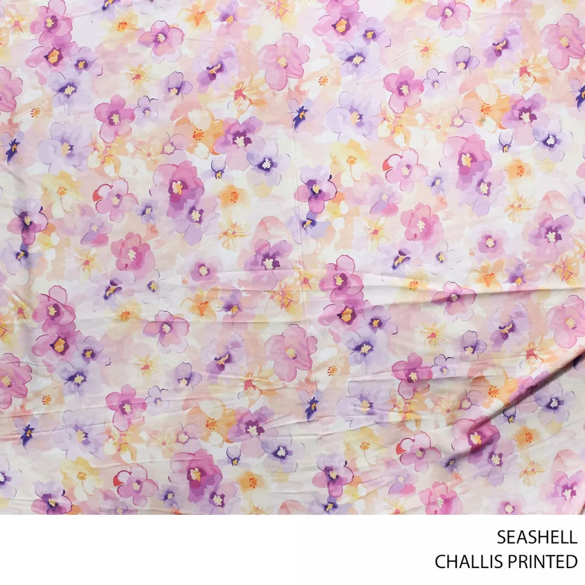 CHALLIS PRINTED FABRIC 140CM SEASHELL ROLL ROLL 002