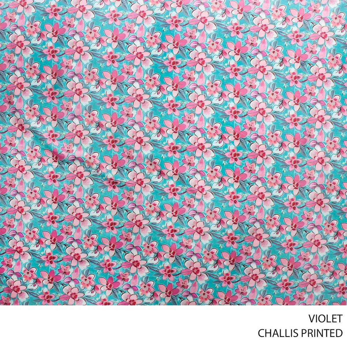 CHALLIS PRINTED FABRIC 140CM VIOLET ROLL ROLL 001