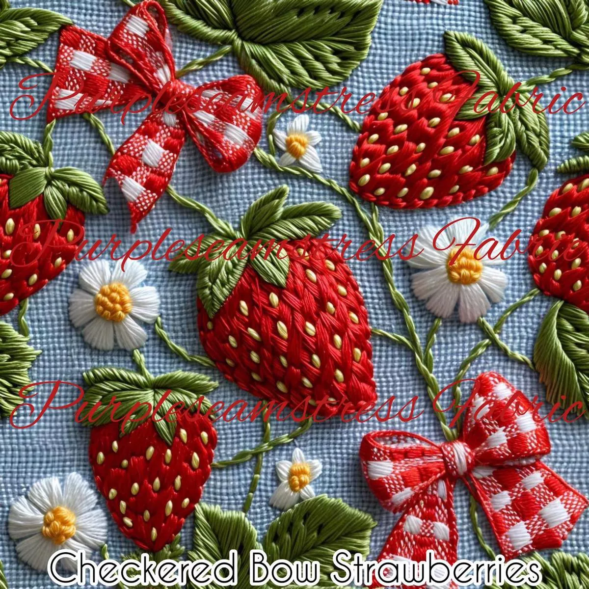 Checkered Bow StrawberriesFabri…