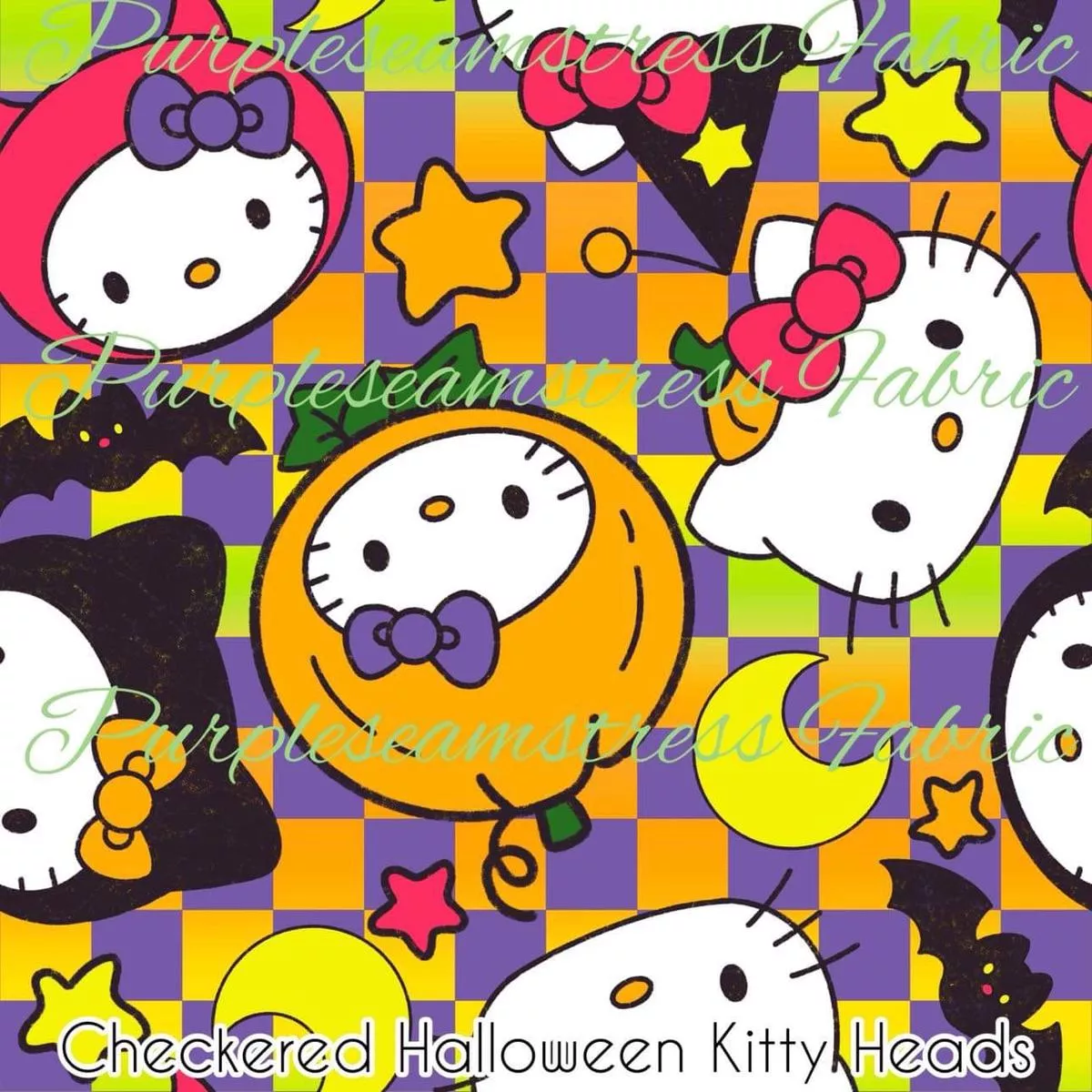 Checkered Halloween Kitty Heads…