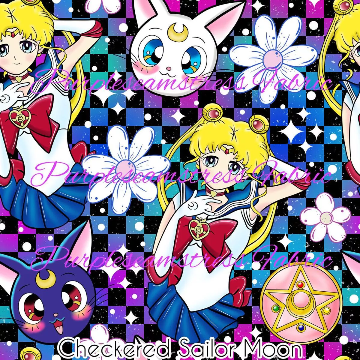 Checkered Sailor MoonFabric