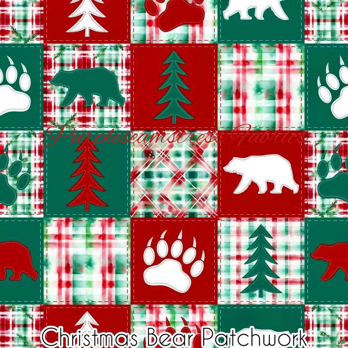 Christmas Bear patchworkFabric
