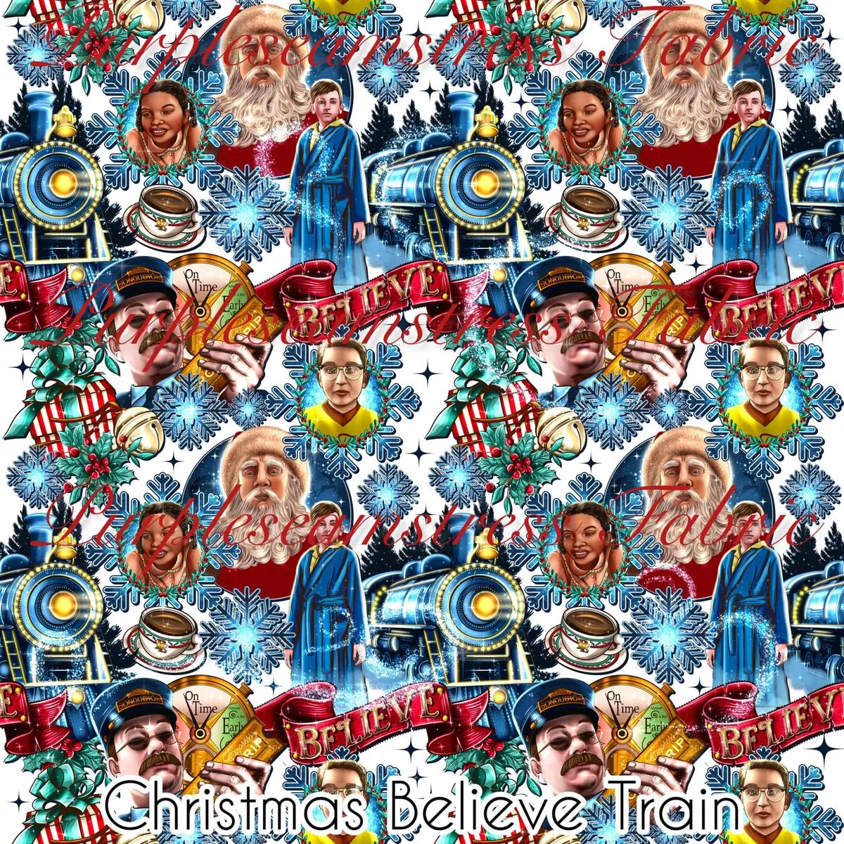 Christmas Believe TrainFabric