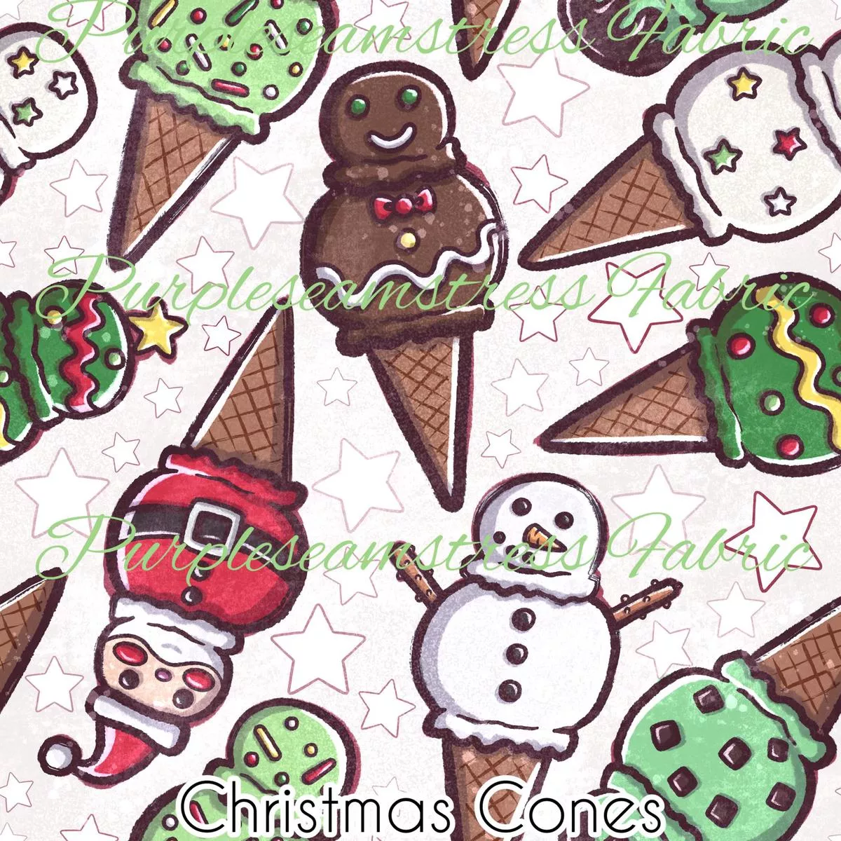 Christmas ConesFabric