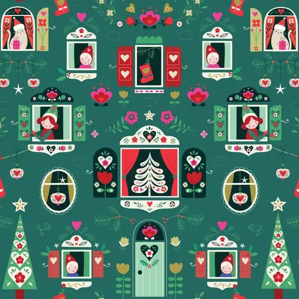 Christmas Patchwork Fabric – Nordic Noel – Festive Windows