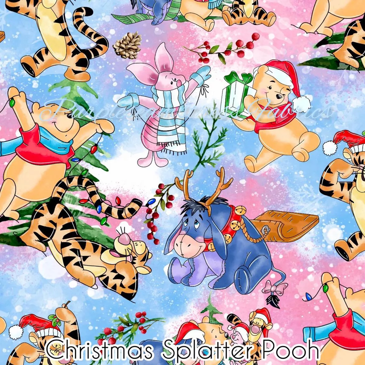 Christmas Splatter PoohFabric
