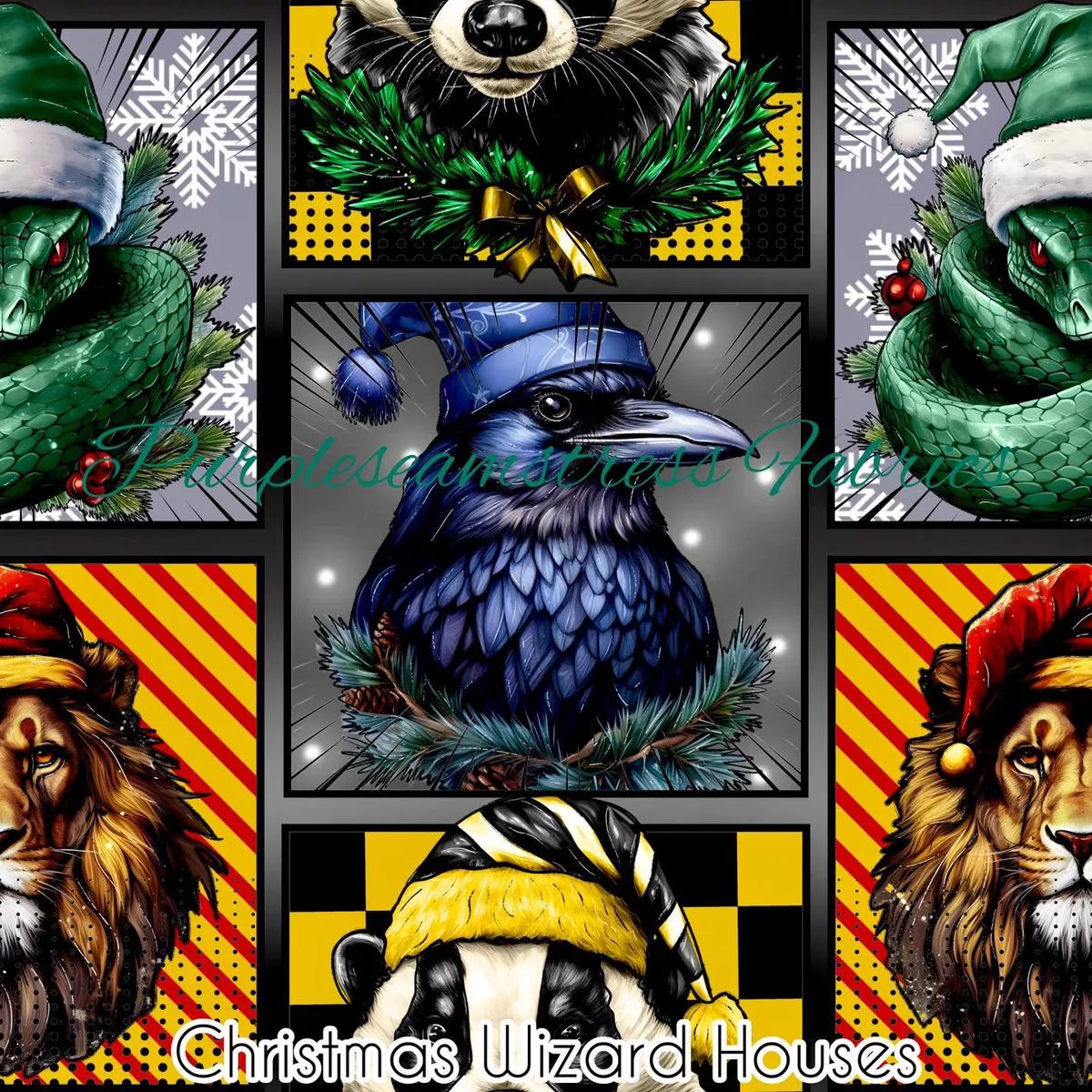 Christmas Wizard HousesFabric