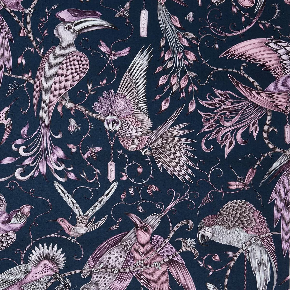 CLARKE AND CLARKE – AUDUBON- PINK – Fabric by the Yard – PINK