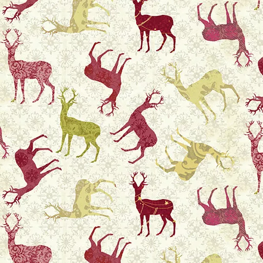 Clearance Patterned Deer Ivory/Red