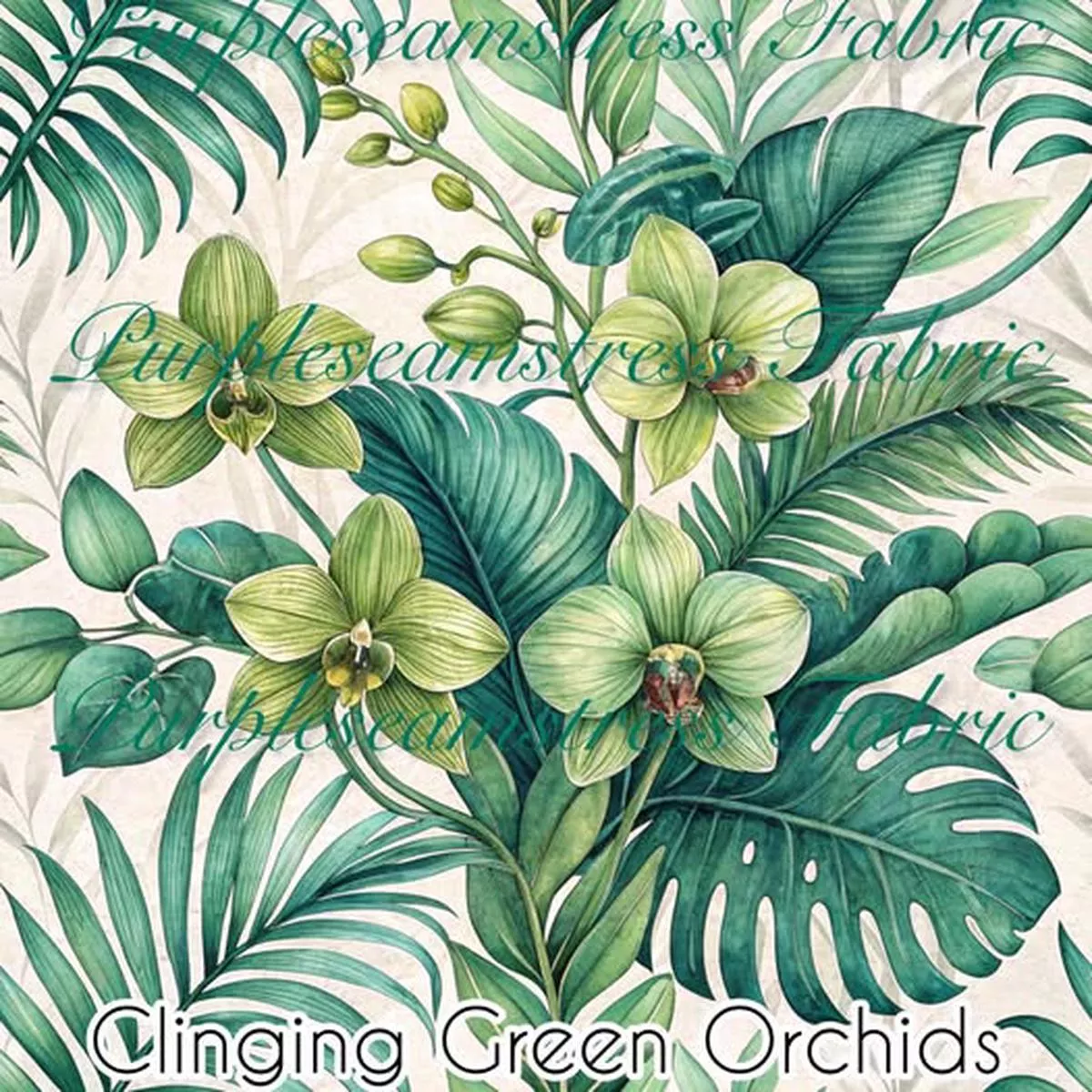 Clinging Green OrchidsFabric
