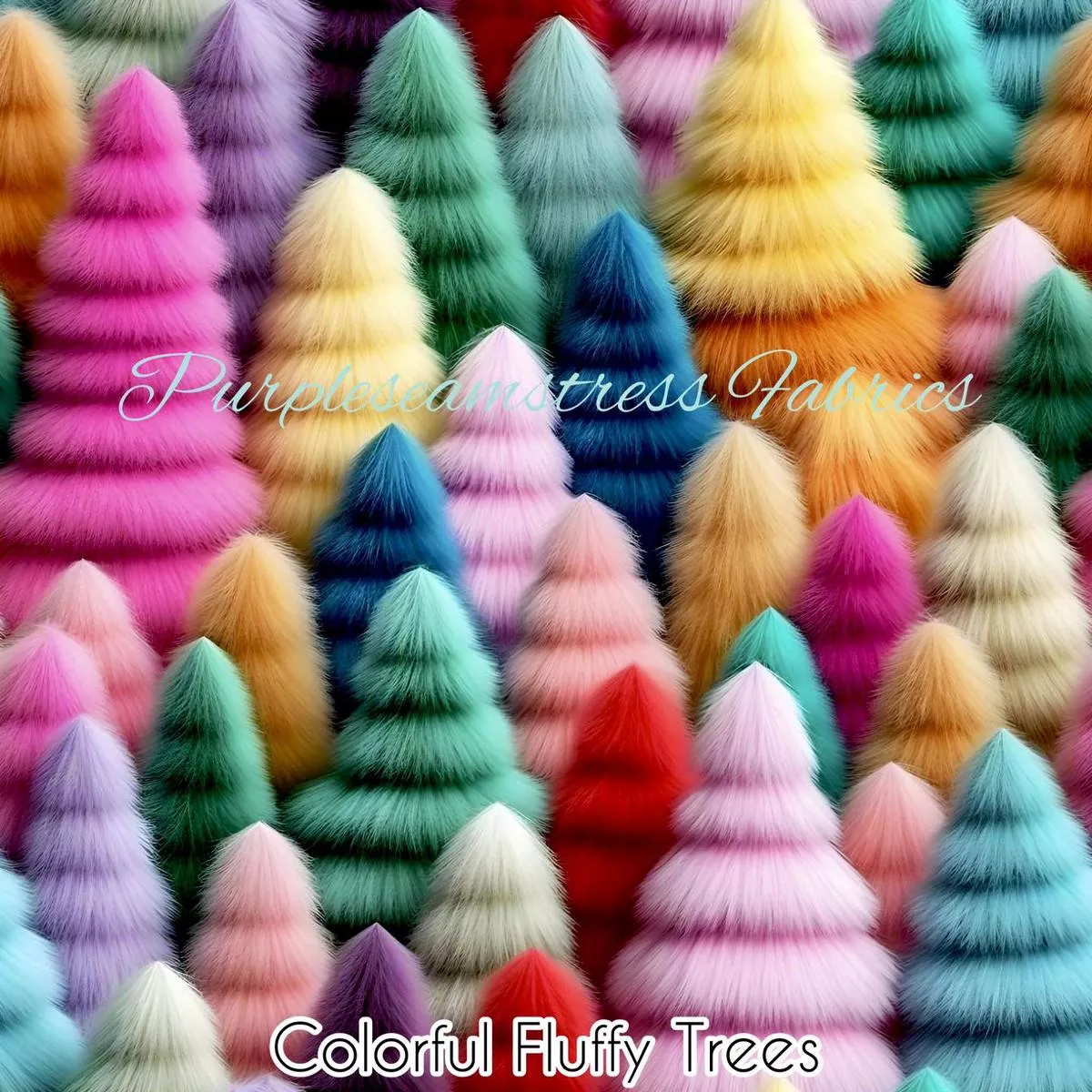 Colorful Fluffy TreesFabric