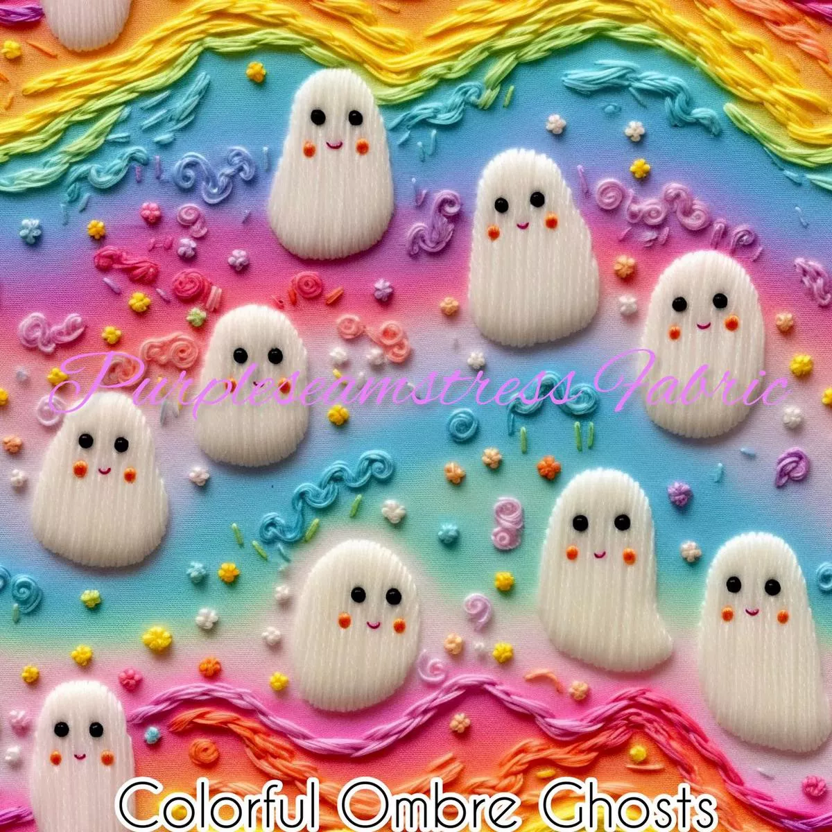 Colorful Ombre GhostsFabric