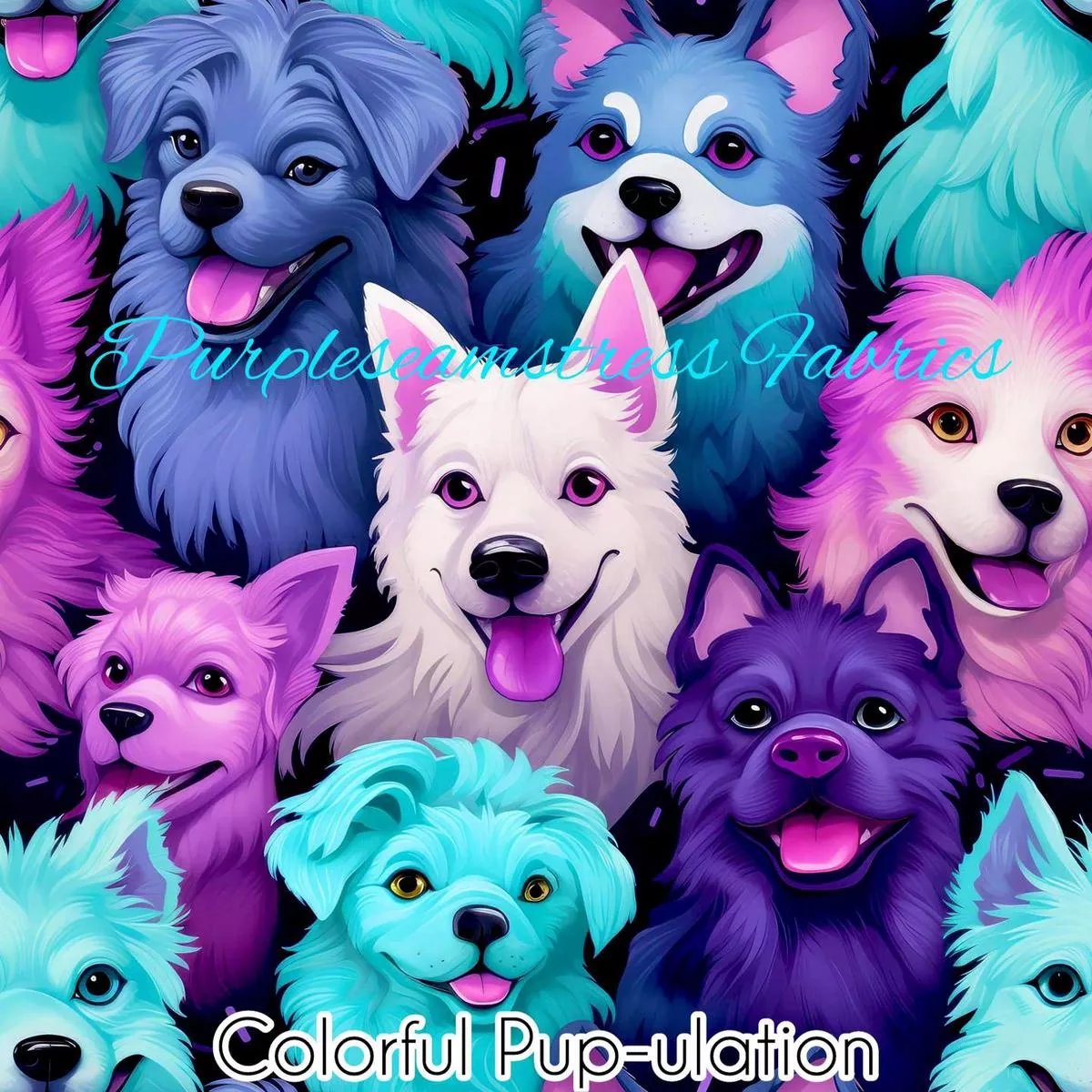 Colorful Pup-ulationFabric