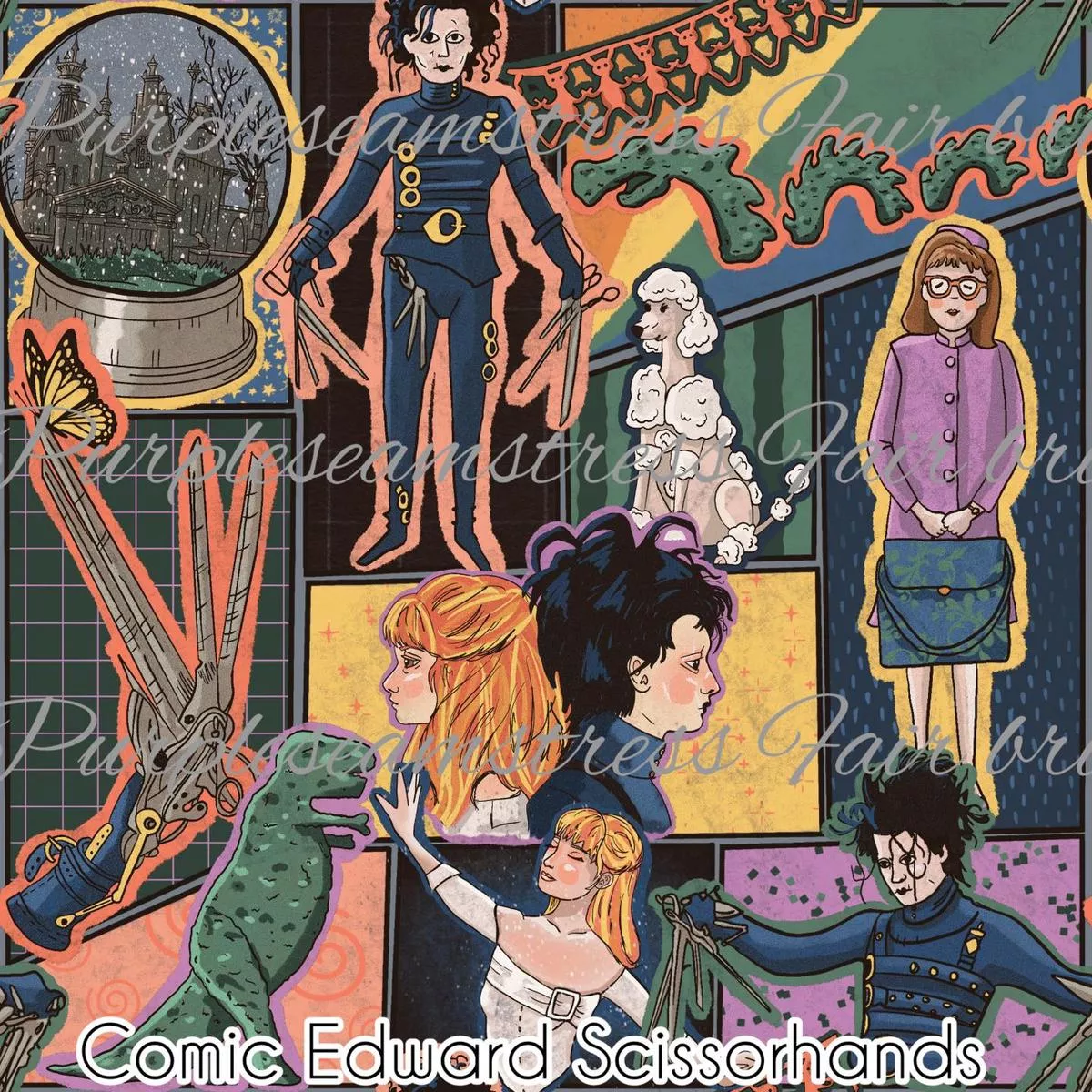Comic Edward ScissorhandsFabric