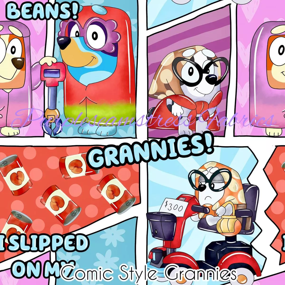 Comic Style GranniesFabric