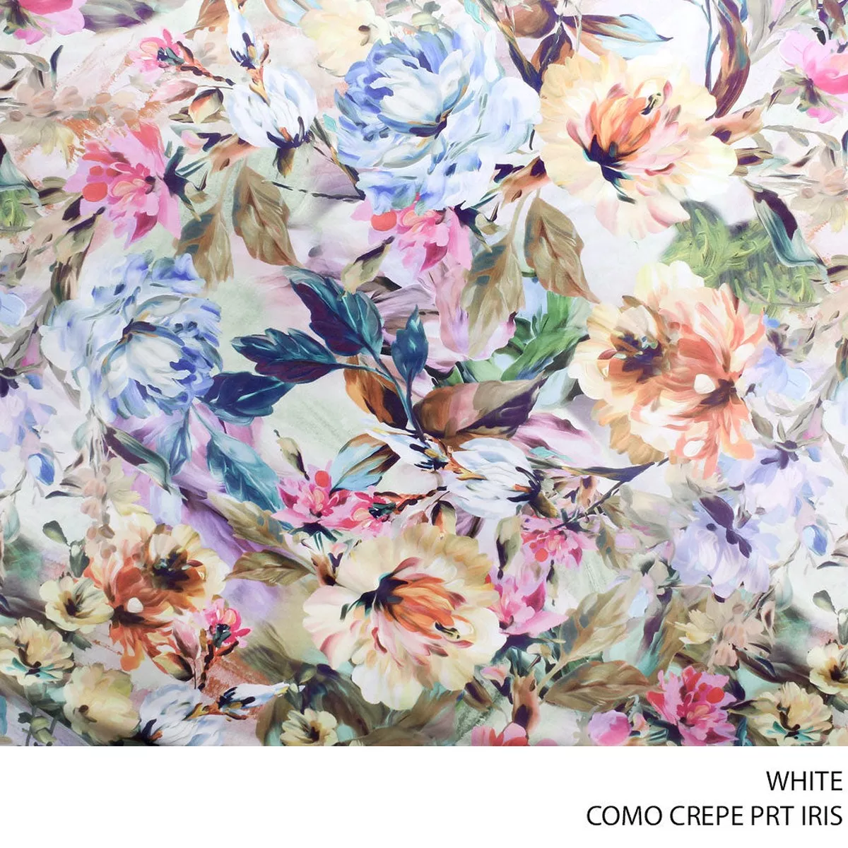 COMO CREPE PRT IRIS FABRIC WHITE ROLL ROLL 001