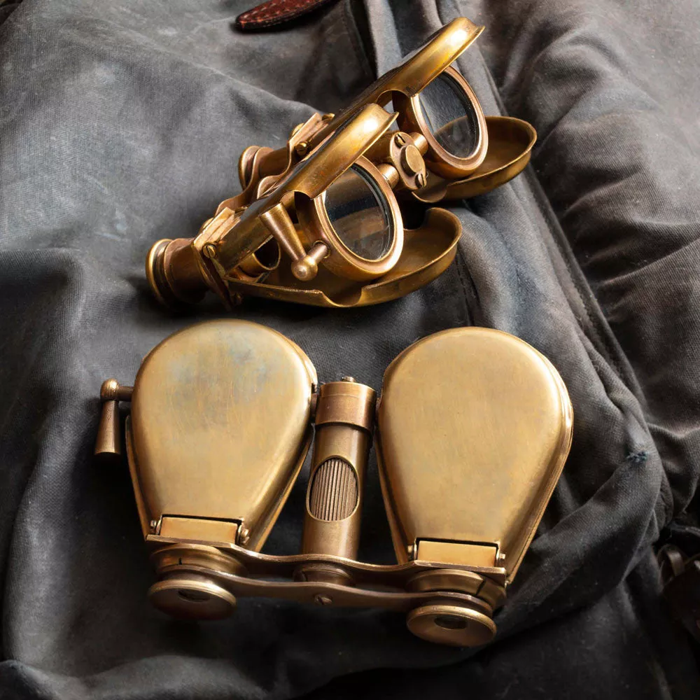 Compact Brass Folding Binoculars
