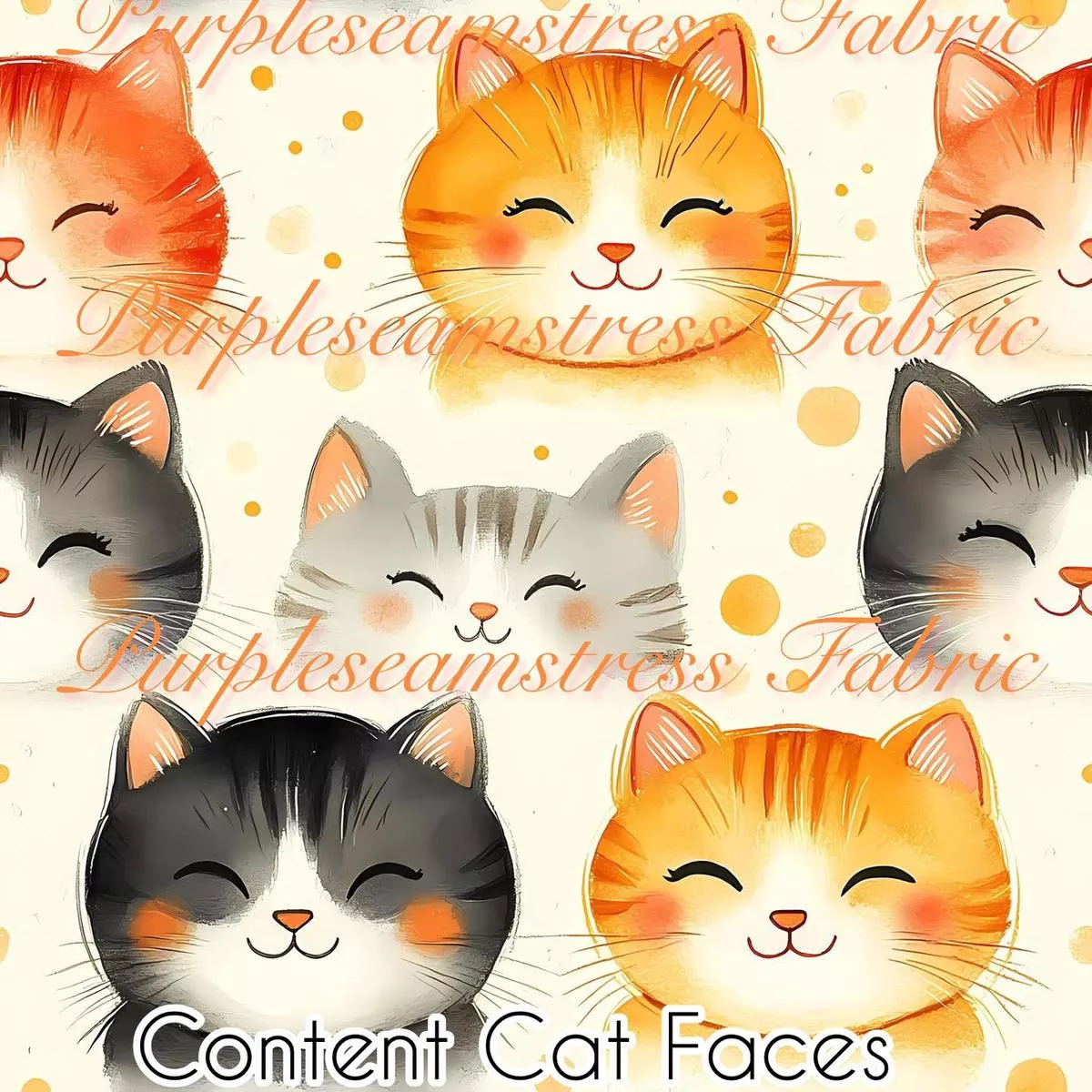 Content Cat FacesFabric