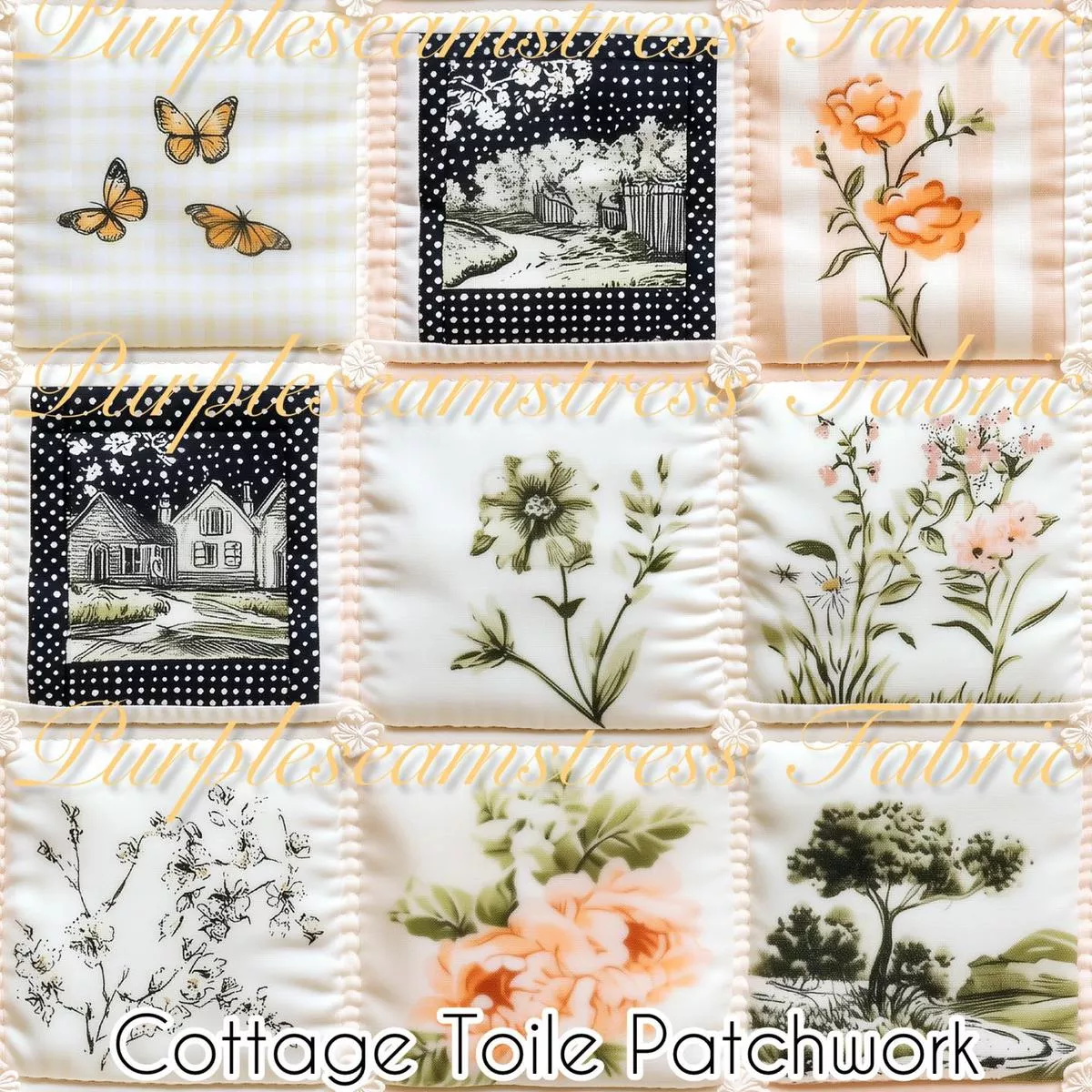 Cottage Toile PatchworkFabric