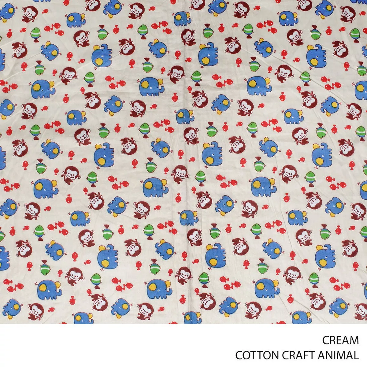 COTTON CRAFT ANIMAL FABRIC CREAM ROLL ROLL 001