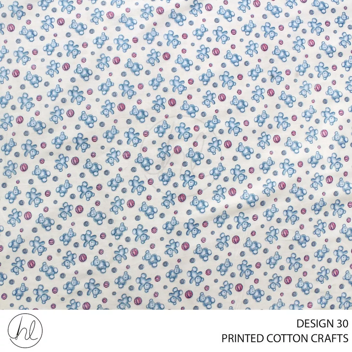 COTTON CRAFT BOLLY BEARS PRINTED FABRIC CREAM ROLL ROLL 001